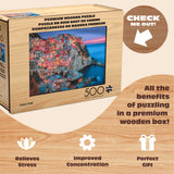 Buffalo Games - Cinque Terre Wood Puzzle - Standard Cut Jigsaw Pieces - 500 Piece Jigsaw Puzzle - Ages 14 and Up Buffalo Games