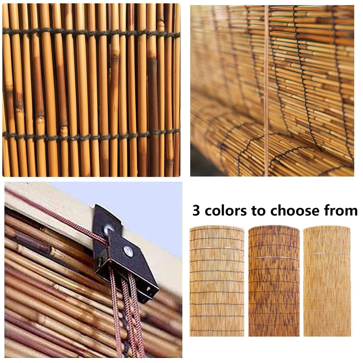 Reed Roller Blinds, Bamboo Shades - UV Resistant Outdoor Window Cover for Patio Sun Protection, Easy Install Indoor/Outdoor Reed Blinds BAYUE