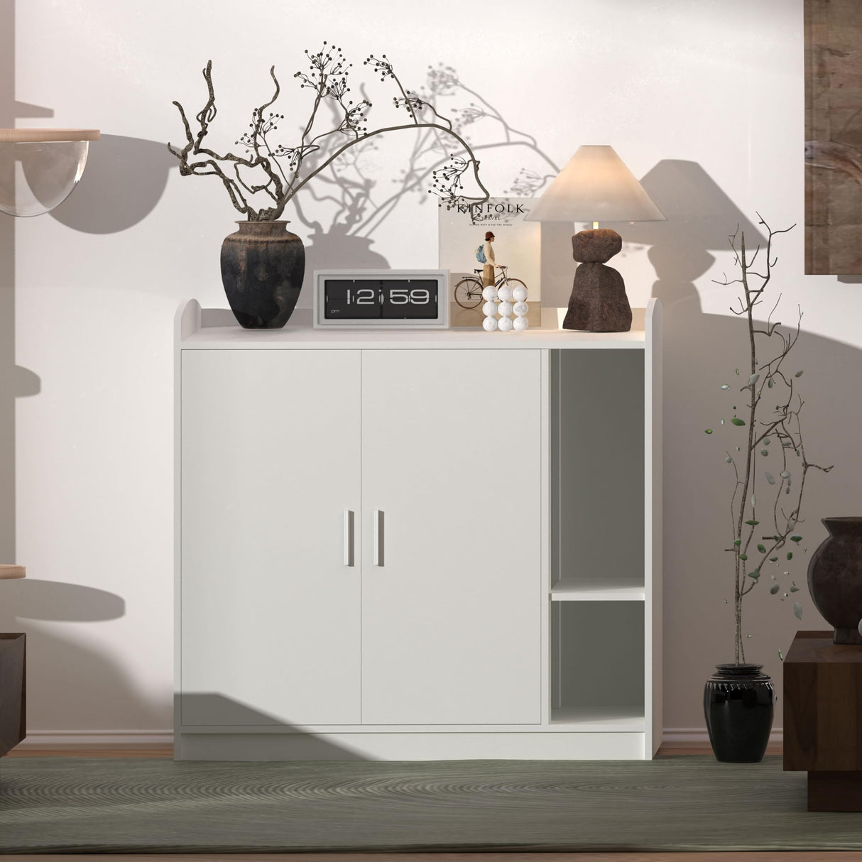 Amunrbrek Litter Robot Enclosure, Litter Robot Cabinet, Modern Automatic Litter Box Enclosure Cover for Litter Robot 3 & 4 (White, Front Entry) amunrbrek