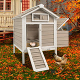 Ketive Chicken Coop Chicken House Outdoor with Removable Trays, Wooden Rabbit Hutch Poultry Cage with Nesting Box, Indoor Hen House Chicken Cage with Ramp for Garden Backyard (32"L x 23.6"W x 36.6"H) ketive