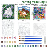 Paint-by-Numbers for Kids Ages 8-12 - Acrylic Paint Set, Paint by Numbers, Glow in The Dark, DIY Craft, Include 3 Canvas Framed with 30 Pots, 5 Brushes, Horse Paint by Number, Wooden Crafts to Paint Wings Giant