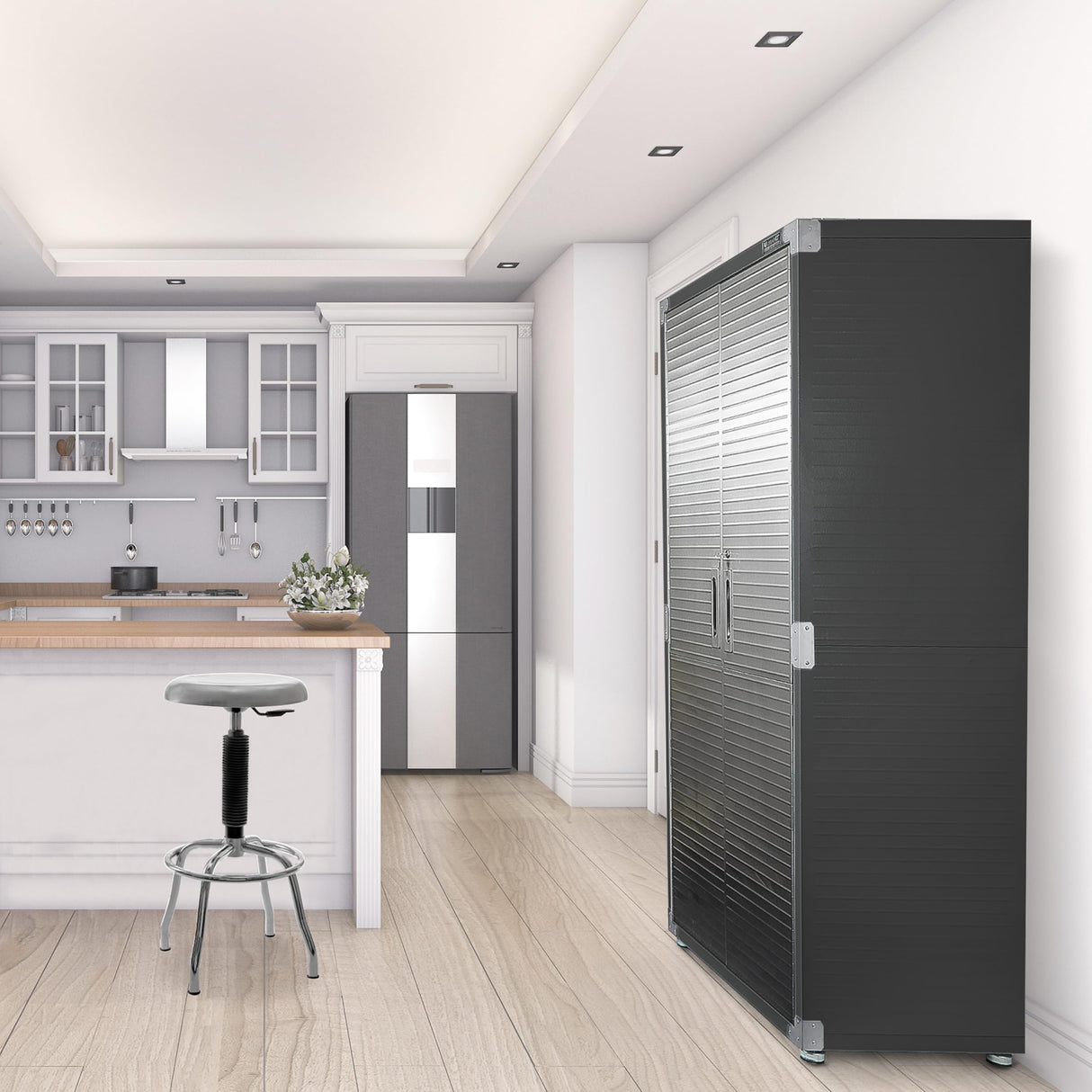 Seville Classics UltraHD Solid Steel Lockable Metal Storage Cabinet Locker Organizer, w/Adjustable Shelves for Garage, Warehouse, Office, Classroom, Graphite, 36" W x 24" D x 72" H Seville Classics