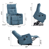 EZZUP Power Lift Recliner Chair with Vibration Massage and Heat for Petite Elderly, Small Lift Chair with Side Pocket Remote Control, Infinite Position, Polyester Fabric Blue EZZUP