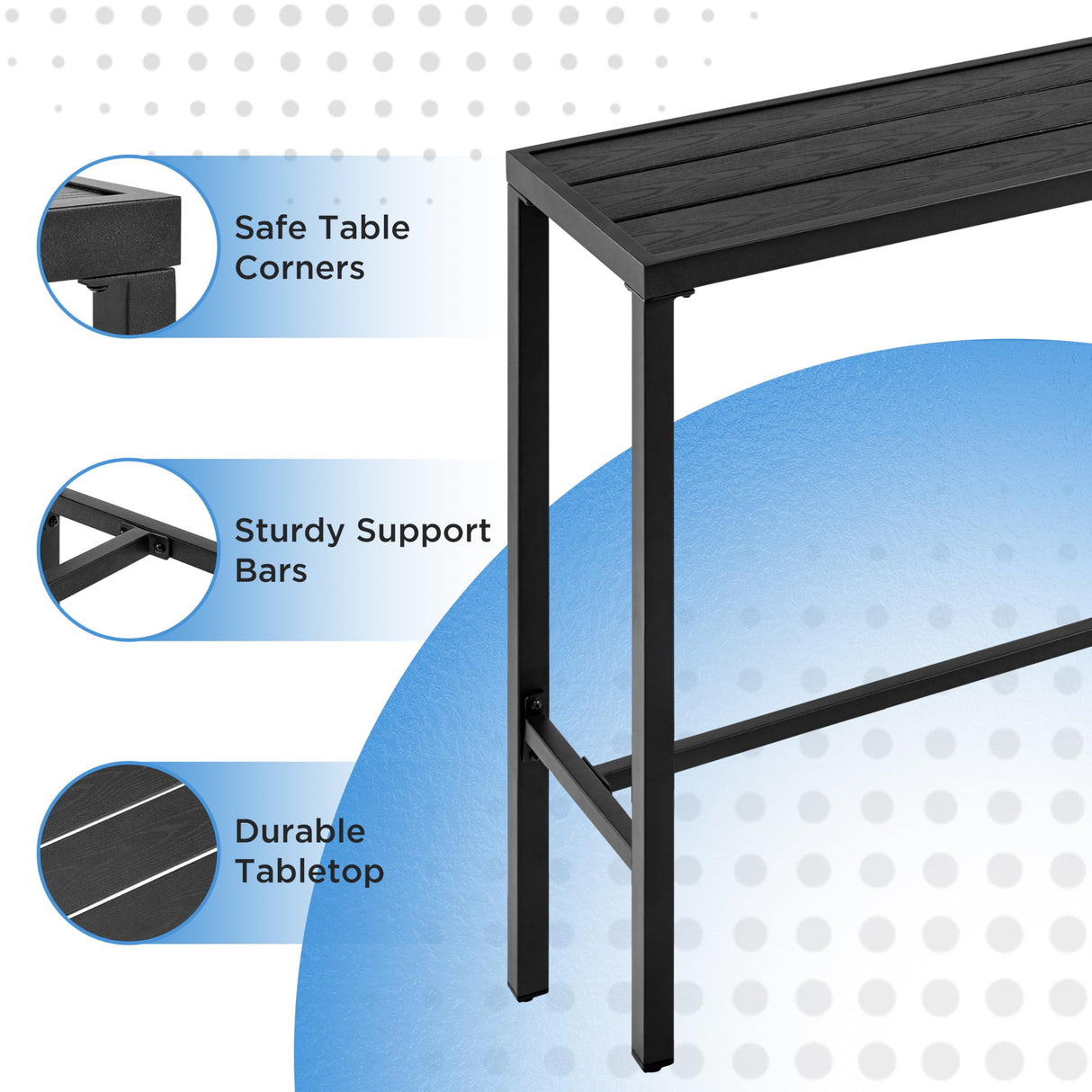 Yaheetech Outdoor Bar Table, 39'' Square Bar Height Dining Table with Weather Resistant Waterproof Top, Outdoor Furniture for Hot Tub, Garden, Patio, Pool Deck, Lawn, Poolside Black Yaheetech