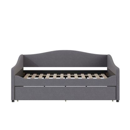 Luxo Abode Full-Size Teddy Fleece Upholstered Daybed with Smart LED Lighting and Trundle in Gray 16 - WoodArtSupply