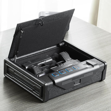 VEVOR Gun Safe for Pistols, Biometric Gun Safe with Three Quick Access Ways of Fingerprints, Passwords and Keys, Handgun Safe for 2 Pistols for Home, Bedside, Nightstand, Car VEVOR
