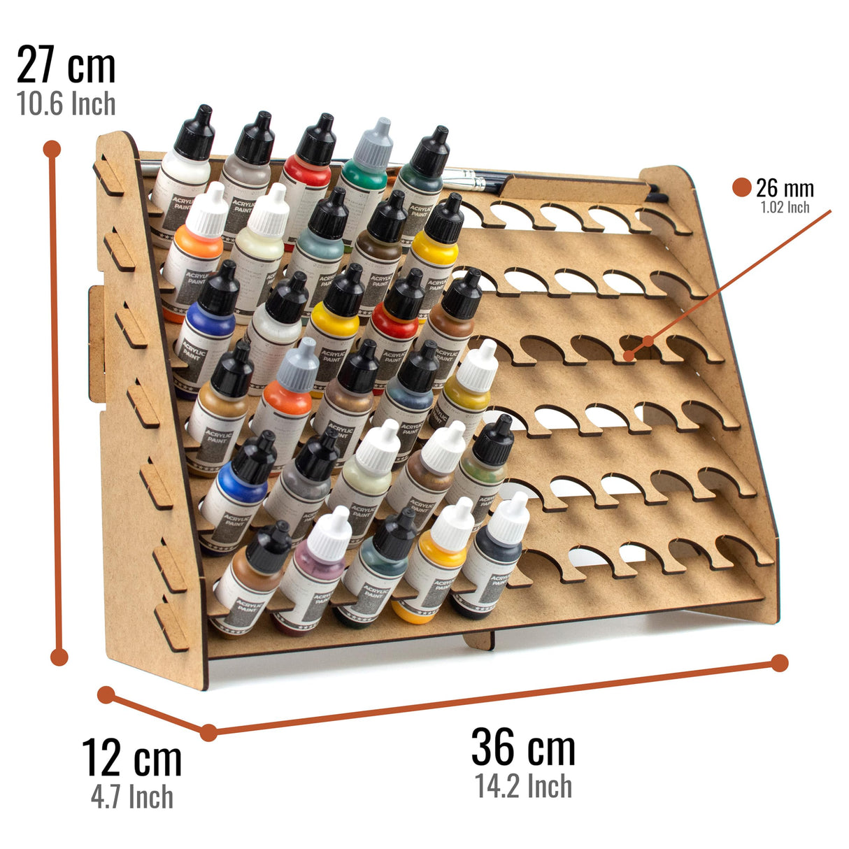 PROSCALE Paint Rack for model paints. Hobby craft Vallejo Tamiya Army compatible wall paint rack stand holder organiser storage for miniature warhammer art artists (26 mm) PROSCALE