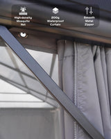 GarveeLife Hardtop Gazebo 10'x14' for All Weather, with Double Metal Roof, Aluminum Alloy Frame, Net, and Curtain, Permanent Building for Patio, Deck, Backyard, Lawn, and Garden, Gray GarveeLife