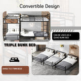 AnwickNomo Quad Bunk Bed for 4 Kids, Heavy Duty Metal Twin Bunk Bed Frame, Detachable Triple Bunk Bed, Can Be Divided Into 3 Twin Beds, Black (Quad) AnwickNomo