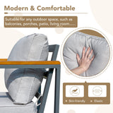 Devoko 4 Pieces Patio Furniture Sets Outdoor Conversation Set Acacia Wood Sofa Set with Coffee Table Thicker Sponge Cushion Devoko