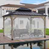 BPS 12' x 14' Gazebo Universal Mosquito Netting Screen Replacement, 4-Panel Screen Walls with Double Zippers for Outdoor Patio, Gray (Mosquito Net Only) BPS