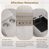 ANJ Beige Power Reclining Loveseat Sofa Couch, Oversized 2-Seater Recliner for Living Room with Overstuffed Armrests, Pet Friendly Small Space Recliner Couch, Full-Body Support Loveseat ANJ