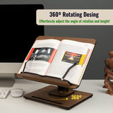 Vigo Wood Book Stand for Reading 360° Adjustable, Wooden Laptop Stand, Cookbooks Holder, Music Scores, Featuring Multi-Height Angles and Foldable Design with Page Clips. Vigo Wood