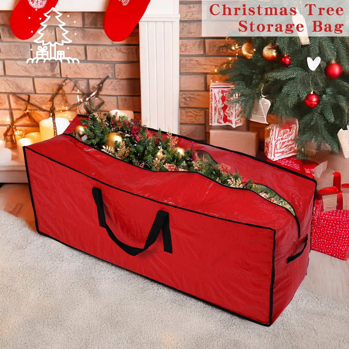 BIEBOS Artificial Large Christmas Tree Storage Case Bags With Handles,Fits Up To 7 Ft Artificial Trees Zippered Bag Protects Against Dust, Insects And Moisture BIEBOS