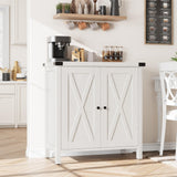 GarveeHome Farmhouse Sideboard Buffet Cabinet, Small Storage Cabinet with 2 Doors and Adjustable Shelves, Accent Entryway Console Cupboard for Living Room, Dining Room, White GarveeHome