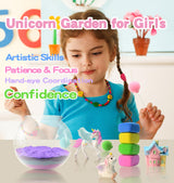 THINKKIE Unicorn Light Up Terrarium Kit for Kids - LED Night Light Birthday Gifts for Girls Ages 4 5 6 7 8-12 Year Old - Arts and Crafts for Kids THINKKIE