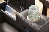 Signature Design by Ashley Fyne-Dyme Contemporary Power Recliner with Adjustable Headrest, Cup Holders and LED Lighting, Black & Gray Signature Design by Ashley