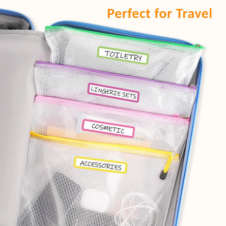 Sooez 24 Pack Mesh Zipper Pouch with Sticky Labels, A4 Mesh Bags for Board Game Puzzles Organization Storage, Durable Letter Size File Folders Organizer for Teacher School Classroom Office Supplies Sooez