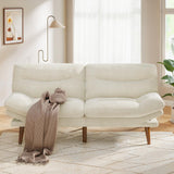 Pipishell Convertible Futon Sofa Couch, Corduroy Futon with Adjustable Backrest and Armrests, Futon Sofa Bed for Small Apartments, Living Room or Office(White) Pipishell