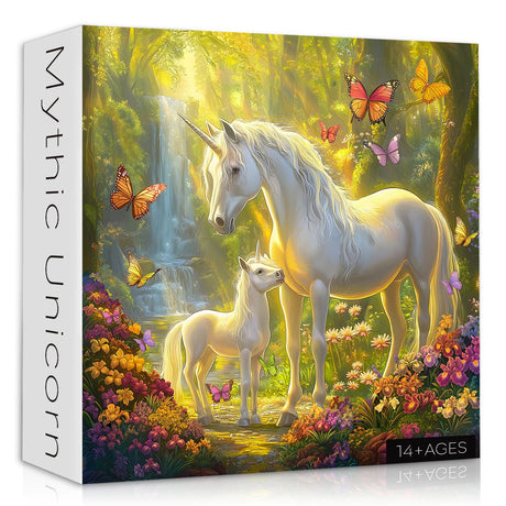 Magic Unicorn Puzzles for Adults 1000 Pieces, Nature Floral Butterfly Garden Jigsaw Puzzle, Flowers Animal Plant Forest Themed, Challenging for Adults PICKFORU