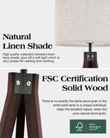 ELYONA Wood Tripod Floor Lamp, Mid Century Modern Reading Standing Light, Tall Studying Light with 3 Color Temperatures LED Bulb & Nature Linen Shade for Farmhouse Living Room Bedroom Office, Walnut ELYONA