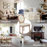 Nrizc French Country Dining Chairs Set of 4, Leather Farmhouse Dining Room Chairs with Round Back, Solid Wood Legs, Oval Side Chairs for Kitchen/Bedroom/Dining Room Nrizc