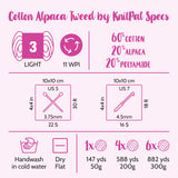 Cotton Alpaca Tweed Alpaca Yarn for Crocheting, 4 Skeins, 588Yds/200G, Free Patterns - Tweed Yarn for Knitting - 3 DK Light Worsted Weight - White Autumn KnitPal