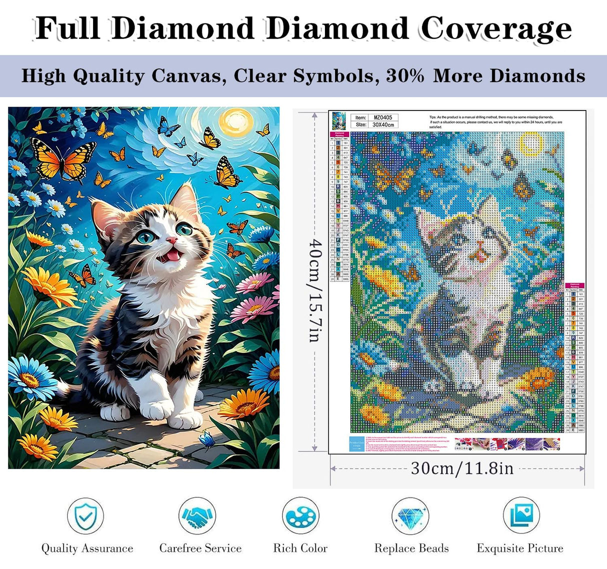 Cat Diamond Art Kits for Adults - Cute Cat Diamond Painting Kits for Adults Beginners,5D Full Drill Diamonds Arts Crafts for Home Wall Decor 12x16 Inch Generic