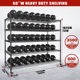 AIRAJ 60” W Storage Shelves Heavy Duty | 5 Tier Wire Shelving | 3500 LBS Metal Shelving | Garage Shelving Units and Storage | Rolling Wire Rack with Wheels | Adjustable Layer Height | 60”W×24”D×72” H AIRAJ