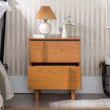 Walker Edison Sprague Contemporary Detailed Drawer Solid Wood Nightstand, 20 Inch, Caramel Walker Edison