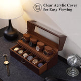 ProCase Watch Case for Men, 10 Slot Watch Display Stand with Acrylic Lid, Watch Display Case with Drawer, 2-Layer Mens Watch Box, Watch Holder Organizer for Men Women -Espresso ProCase