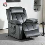 HOMCOM Power Lift Recliner Chair for Elderly, Fabric Massage Chair with Massage and Heat, Electric Lift Chair with USB Ports, Remote Controllers and Side Pockets, 35" Wide Back, Gray HOMCOM
