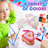 2 Pack Paint Your Own Wooden Jewelry Box DIY Crafts Kits Treasure Box Craft Kit Arts and Crafts for Kids Ages 3-12 Creative Activity Toys Birthday Gifts Valentines Mother's Day Party Favors (Heart) Czlotyh