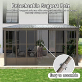 Domi 12x16FT Lean-to Sunroom, Wall Mounted Solarium with Galvanized Steel Sloping Roof, Moveable PVC Screen, Front Door&Side Sliding Door, Outdoor Permanent Gazebo Against Wall Sun Room for Patio Deck domi outdoor living