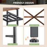 Decofy Bakers Rack with Power Outlet - Microwave Stand with Storage, Large Coffee Bar with K Cups Holder, 5 Tiers Metal Kitchen Shelves Rack, 39.37 x 15.75 x 63 Inches, Brown Decofy