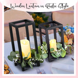 Geelin 10 Pcs Wooden Candle Lantern Wedding Lantern Centerpiece Lantern Candle Holder for Table Fireplace Lantern Decorative Farmhouse Candle Lantern for Wedding Baby Shower(Black, 10.59 in, 13 in) Geelin