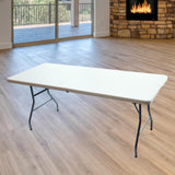 BERRYDIRECT White Foldable Table – Built in Carry Handle [6 FT, Quantity 1] Foldable Dining Table, Lightweight,Portable Table, Outdoor, Picnic, Camping, Party BERRYDIRECT