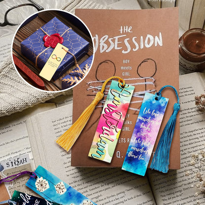 Juome 30 Pcs Sublimation Blanks Bookmark, Double Sided Printing Sublimation Blanks Products with 30 Pcs Colorful Tassels for DIY Bookmarks Crafts Projects Sublimation Accessories