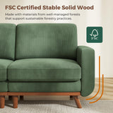 Vesgantti 97" Modular Sectional Sofa Green, L-Shaped Couch with Movable Ottoman, Comfy Corduroy Couch with Spring Cushion, Modular Sofa with Deep Seat for Living Room, Bedroom and Apartment Vesgantti