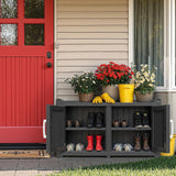 ROJIK Shoe Cabinet Waterproof UV-Resistant,Storage Bench Indoor Outdoor with Adjustable Shelves,for Entryway Bedroom,Hallway,Living Room(Double Door,Black) ROJIK