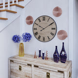 Large Wall Clock 24 Inches - Decorative Wall Clock Large With Real Wood & Roman Numerals - 24 Inch Wall Clocks For Living Room Decor - Large Farmhouse Wall Clock - Big Wall Clock For Living Room LILO DESIGN CO.