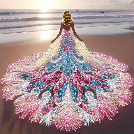 Beach Woman Diamond Art Kits for Adults,DIY Sunset Special Shaped Diamond Painting Kit for Beginners,5D Diamond Painting Crystal Rhinestone Gem Art for Home Wall Decor 11.8 X 11.8Inch GEMFAMILY