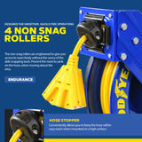Goodyear Extension Cord Reel Retractable 14AWG x 100' Feet 3C SJTOW Cable Triple Tap Connector Power Rating 125 Volt AC 13 Amp 1625 Watt Industrial Steel Single Arm Goodyear