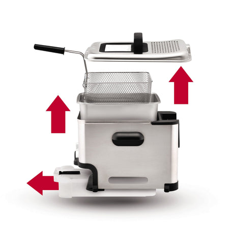 T-fal 3.5L Deep Fryer with Oil Filtration System: 1700W Stainless Steel Fryer, Dishwasher Safe Parts, Digital Timer, Adjustable Temperature Control for Perfect Golden Crispy Results T-Fal