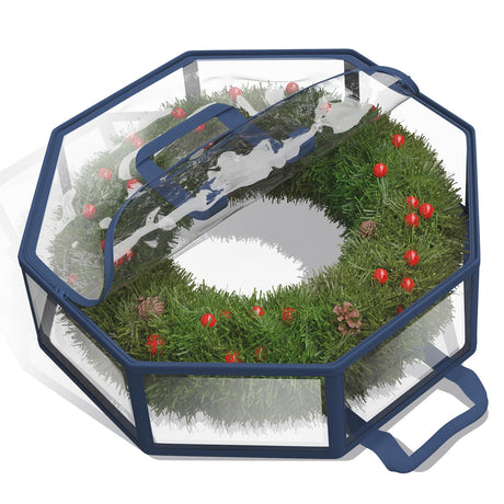 Hearth & Harbor Wreath Storage Container - Clear Christmas Wreath Storage Bag, Dual Zipper and Handles - 30" Premium Wreath Storage Organizer Box Hearth & Harbor