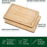 ROYAL CRAFT WOOD Bamboo Cutting Board with Juice Groove - Kitchen Chopping Board for Meat Cheese and Vegetables, Heavy Duty Serving Tray w/Handles (Large,10 x 15") ROYAL CRAFT WOOD