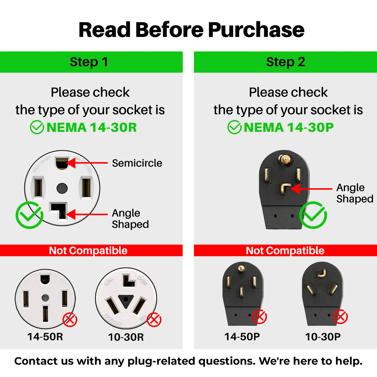 GEARit 30-Amp Extension Cord for Dryer and EV, 125/250-Volt, 4-Prong, Compatible with Tesla Model 3 Model Y Model X Model S, NEMA 14-30P to 14-30R, Level 2 EV Charging Cable STW 10AWG/4, 50 Ft, Green GearIT