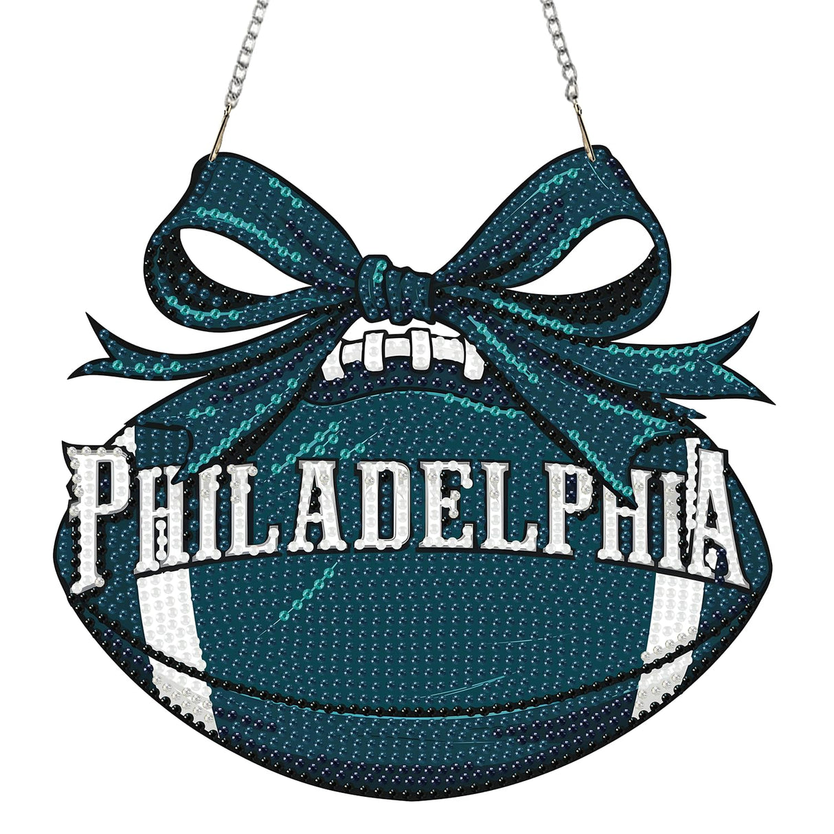 Rertcioph Football Diamond Art Hanging Kit for Adults, DIY Acrylic 5D Diamond Painting Hanging Ornament for Philadelphia Home Wall Decor and Gift Rertcioph