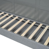 Linique Queen Size Murphy Bed with Sofa and Top Shelf, Horizontal Wall Bed, Versatile Convertible Wooden Bed Frame, Grey Linique