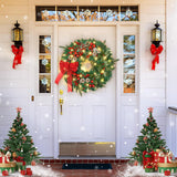 24In Prelit Christmas Wreath with 50 LED Lights, Large Christmas Wreath for Front Door Wreaths with Berries, Pine Cones for Door Fireplace Window Mantle Christmas Decoration Beinhome